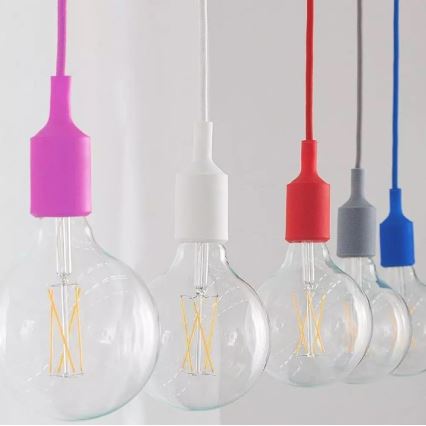 Lámpara de araña de cable 1xE27/60W/230V rosa