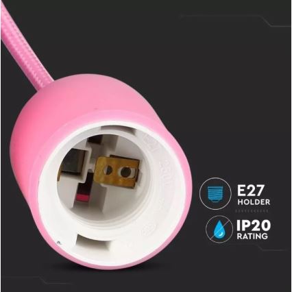 Lámpara de araña de cable 1xE27/60W/230V rosa