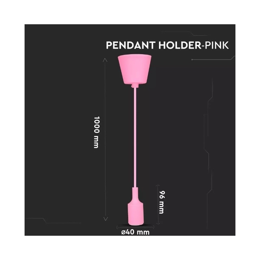 Lámpara de araña de cable 1xE27/60W/230V rosa
