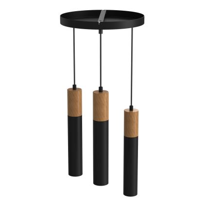 Lámpara de araña de cable CASSA 3xGU10/60W/230V negro redondo