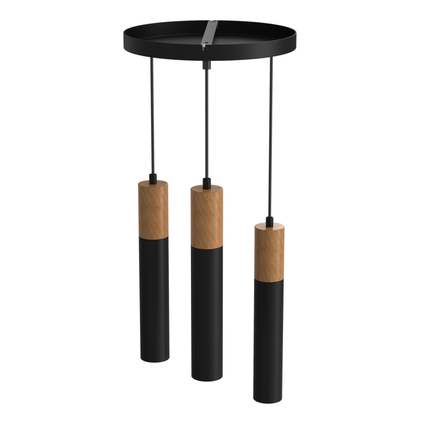 Lámpara de araña de cable CASSA 3xGU10/60W/230V negro redondo