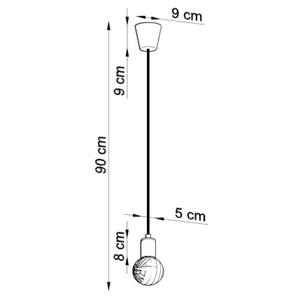 Lámpara de araña de cable DIEGO 1xE27/60W/230V amarillo