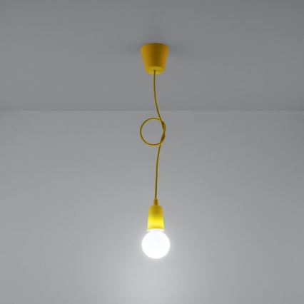 Lámpara de araña de cable DIEGO 1xE27/60W/230V amarillo