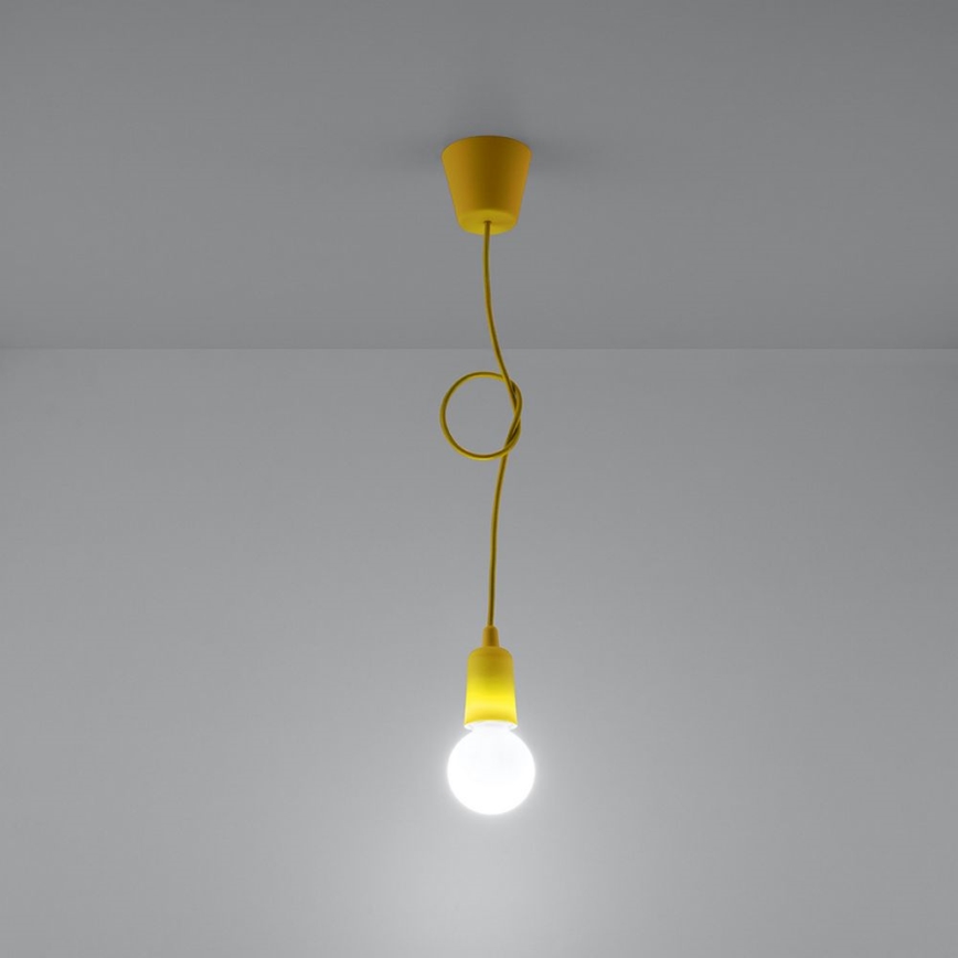 Lámpara de araña de cable DIEGO 1xE27/60W/230V amarillo