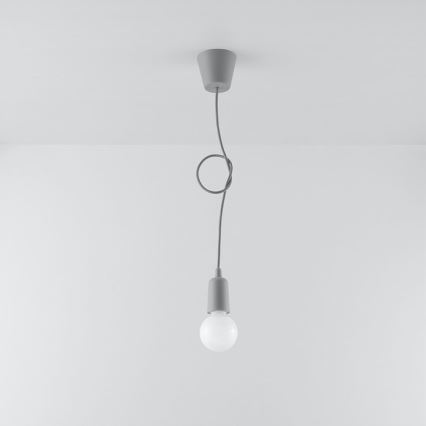 Lámpara de araña de cable DIEGO 1xE27/60W/230V gris
