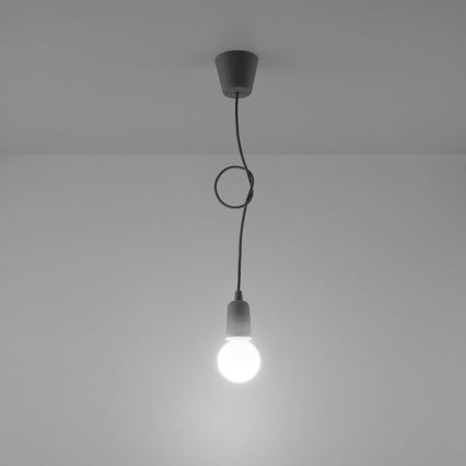 Lámpara de araña de cable DIEGO 1xE27/60W/230V gris