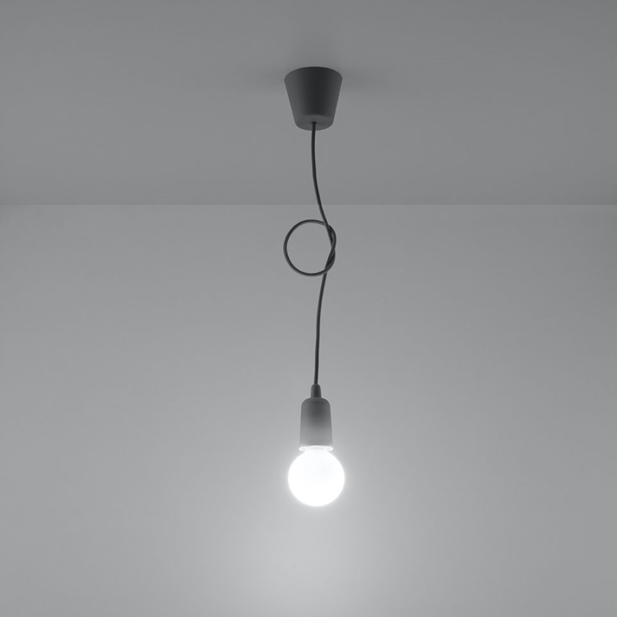 Lámpara de araña de cable DIEGO 1xE27/60W/230V gris