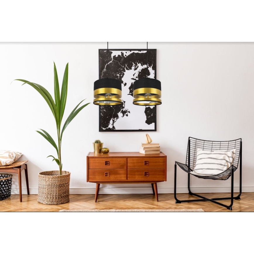 Lámpara de araña de cable MILO 2xE27/60W/230V dorado/negro