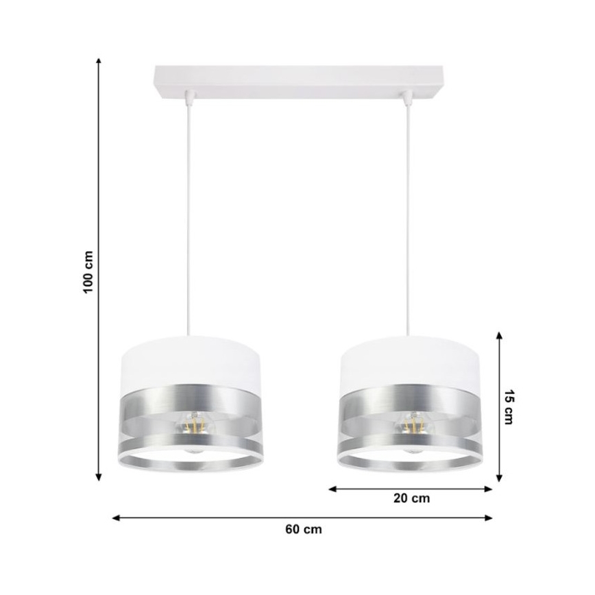 Lámpara de araña de cable MILO 2xE27/60W/230V plata