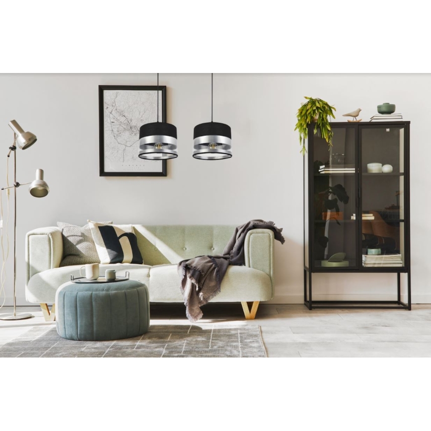 Lámpara de araña de cable MILO 2xE27/60W/230V plateado/negro