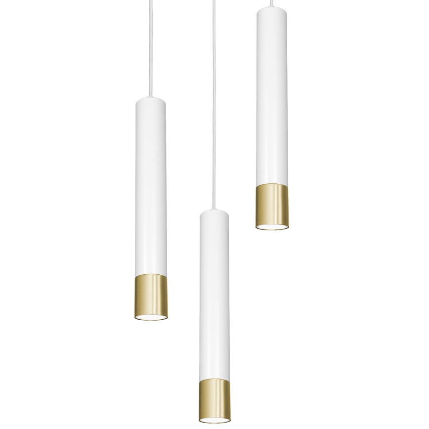 Lámpara de araña de cable NEST 3xGU10/8W/230V blanco/dorado redondo