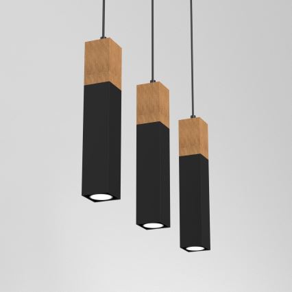 Lámpara de araña de cable TULUM 3xGU10/60W/230V negro