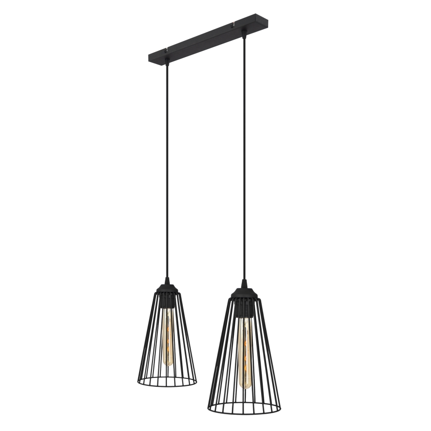 Lámpara de araña de cadena TORRI 2xE27/15W/230V negro
