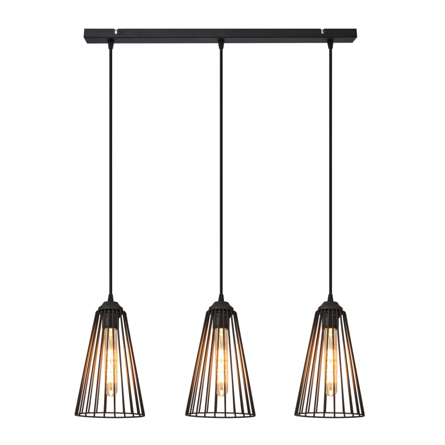 Lámpara de araña de cadena TORRI 3xE27/15W/230V negro