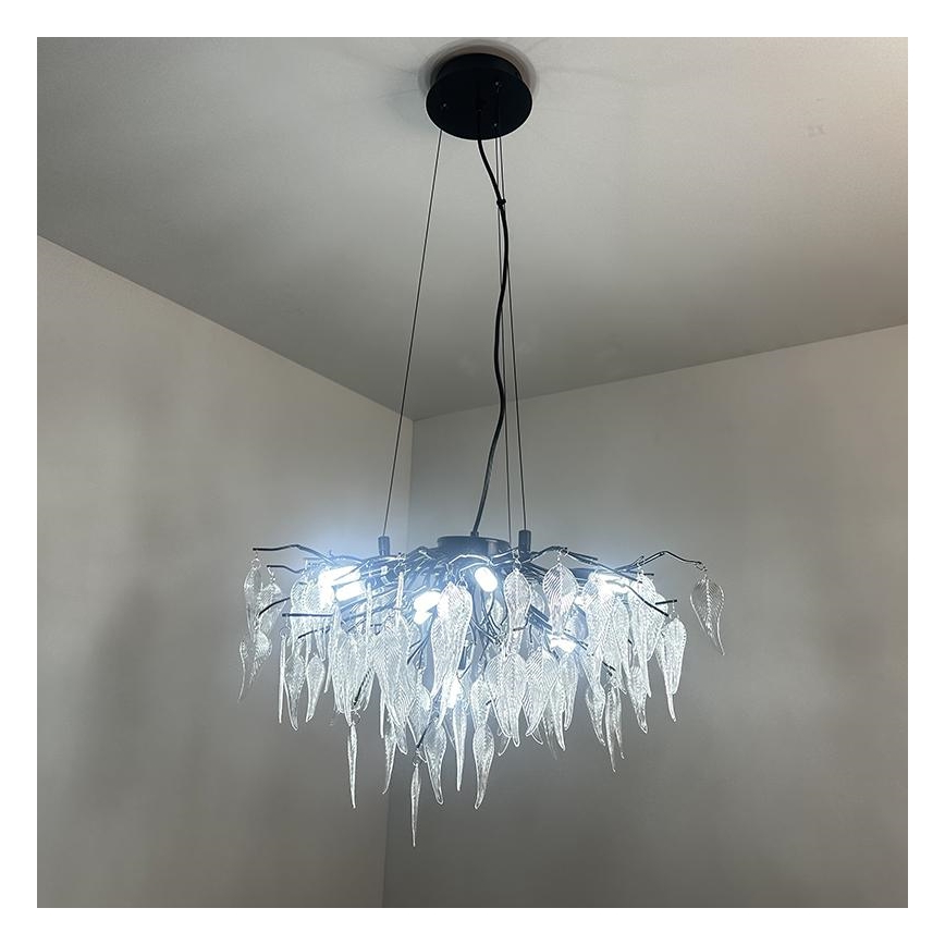 Lámpara de araña de cristal colgante 10xG9/40W/230V negro
