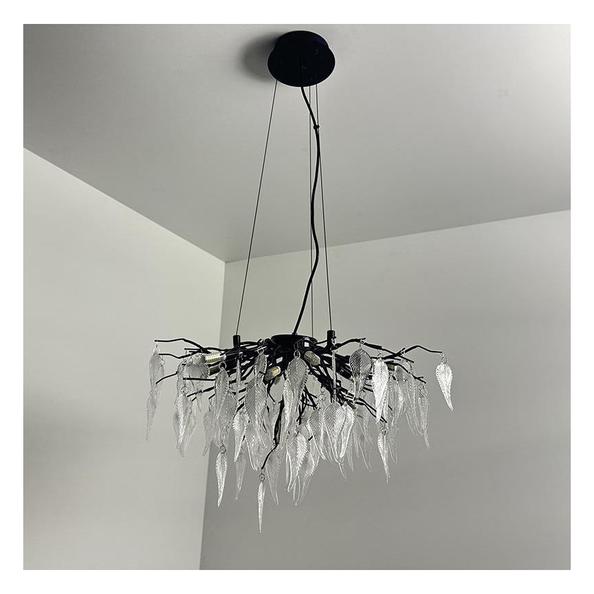 Lámpara de araña de cristal colgante 10xG9/40W/230V negro