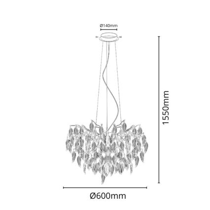 Lámpara de araña de cristal colgante 10xG9/40W/230V negro
