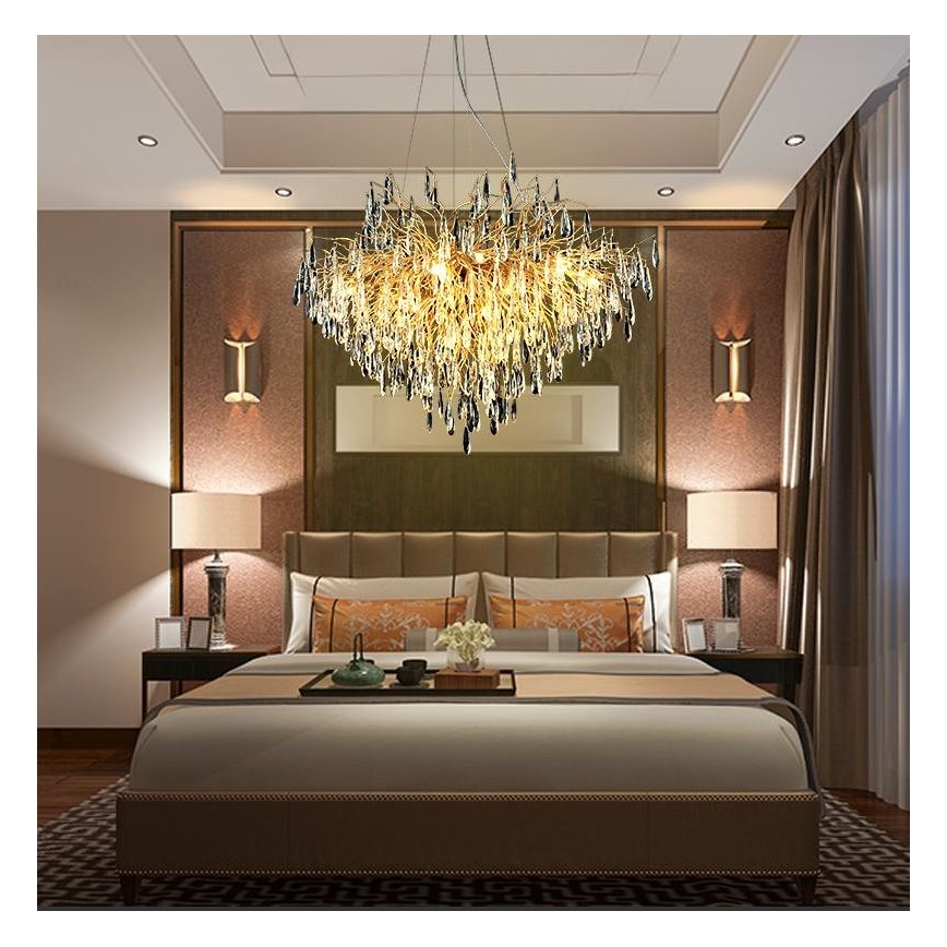 Lámpara de araña de cristal colgante 11xG9/40W/230V dorado