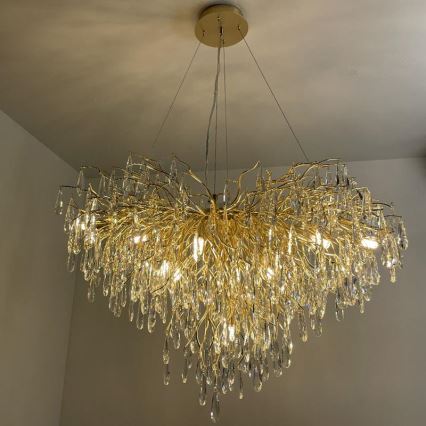 Lámpara de araña de cristal colgante 11xG9/40W/230V dorado