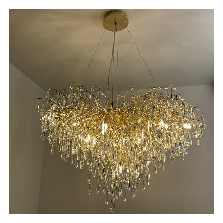 Lámpara de araña de cristal colgante 11xG9/40W/230V dorado