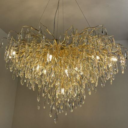 Lámpara de araña de cristal colgante 11xG9/40W/230V dorado