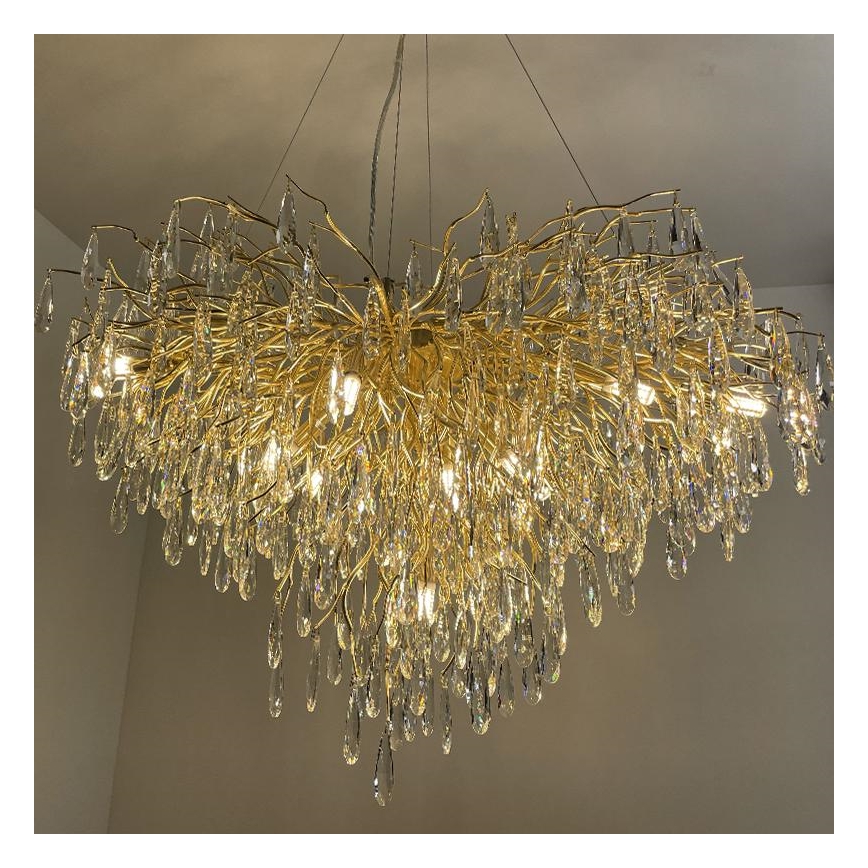 Lámpara de araña de cristal colgante 11xG9/40W/230V dorado