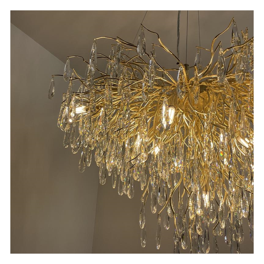 Lámpara de araña de cristal colgante 11xG9/40W/230V dorado