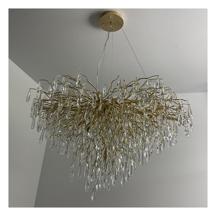 Lámpara de araña de cristal colgante 11xG9/40W/230V dorado