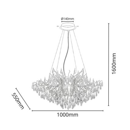 Lámpara de araña de cristal colgante 11xG9/40W/230V dorado