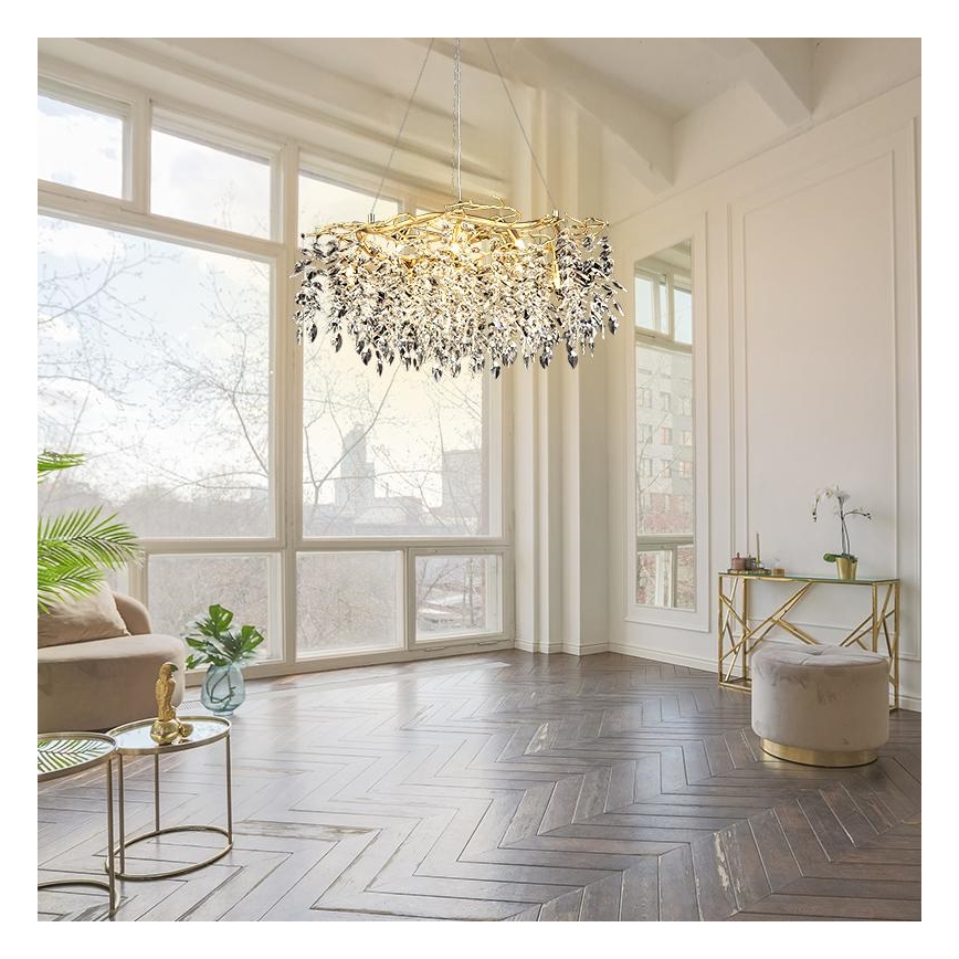 Lámpara de araña de cristal colgante 12xG9/40W/230V dorado