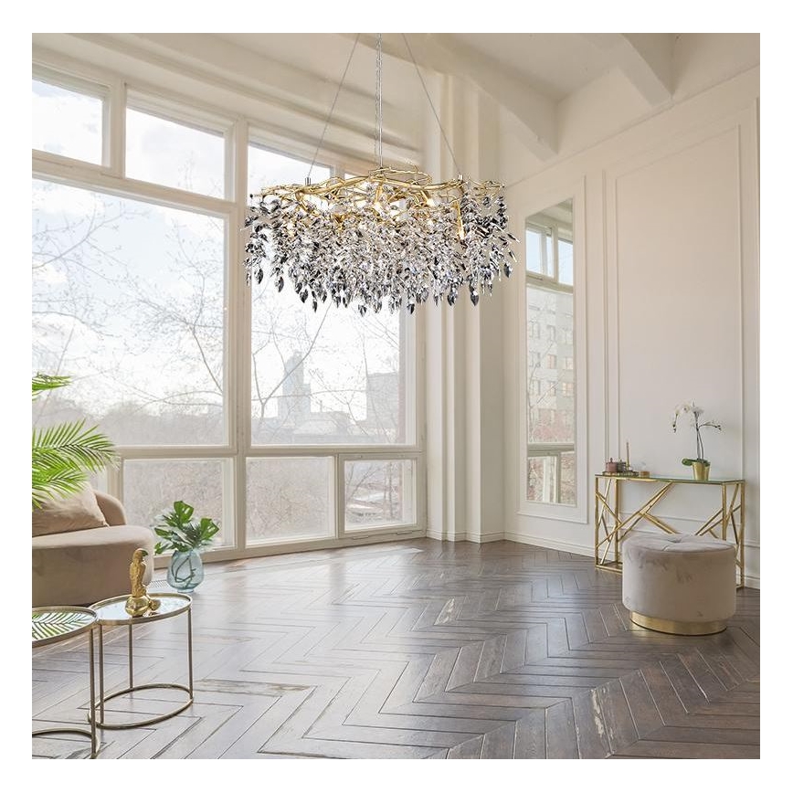 Lámpara de araña de cristal colgante 12xG9/40W/230V dorado