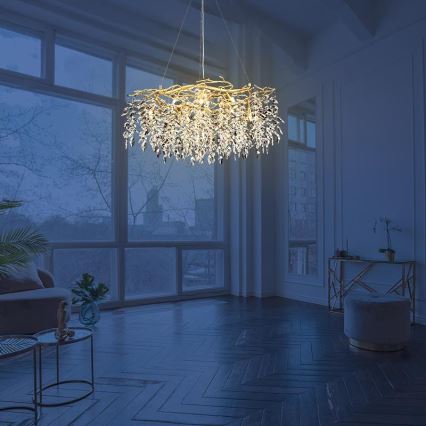 Lámpara de araña de cristal colgante 12xG9/40W/230V dorado