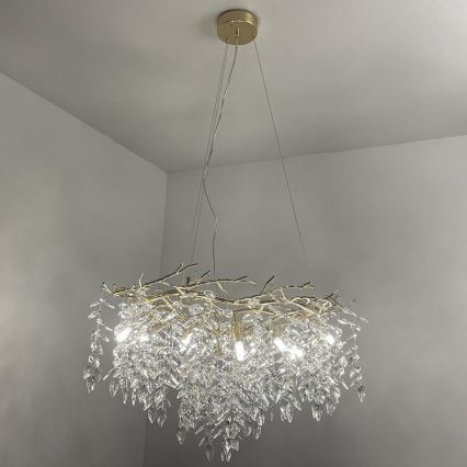 Lámpara de araña de cristal colgante 12xG9/40W/230V dorado