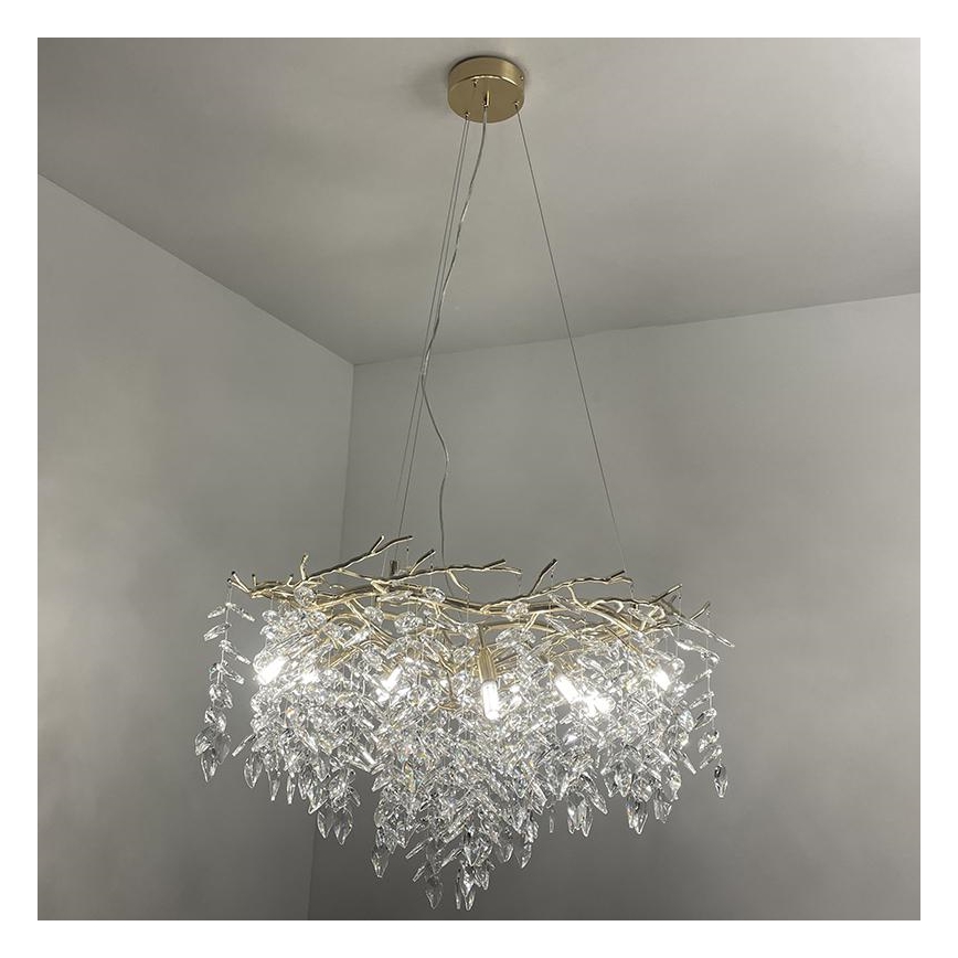 Lámpara de araña de cristal colgante 12xG9/40W/230V dorado