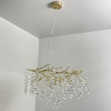 Lámpara de araña de cristal colgante 12xG9/40W/230V dorado