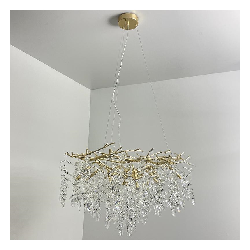 Lámpara de araña de cristal colgante 12xG9/40W/230V dorado