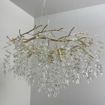 Lámpara de araña de cristal colgante 12xG9/40W/230V dorado