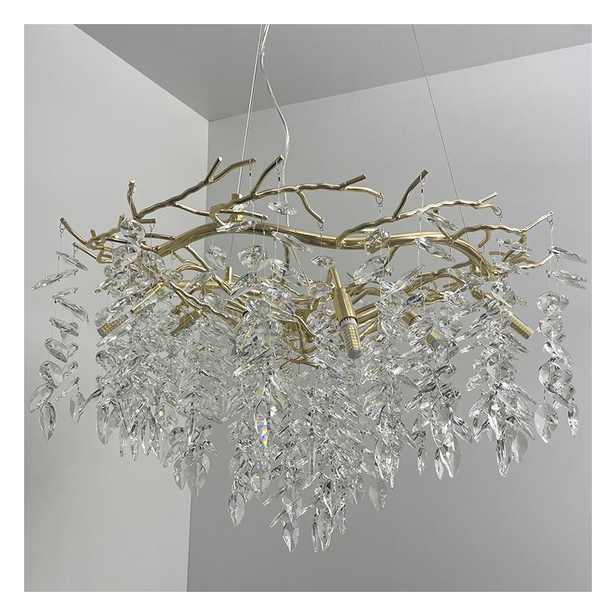 Lámpara de araña de cristal colgante 12xG9/40W/230V dorado