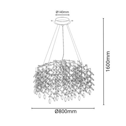 Lámpara de araña de cristal colgante 12xG9/40W/230V dorado