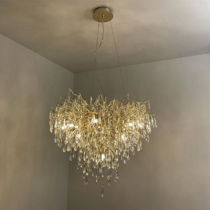 Lámpara de araña de cristal colgante 12xG9/40W/230V dorado