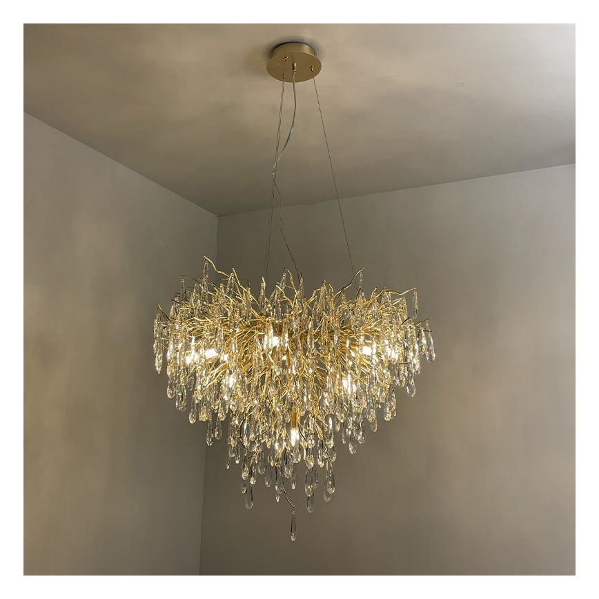 Lámpara de araña de cristal colgante 12xG9/40W/230V dorado