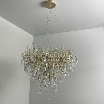 Lámpara de araña de cristal colgante 12xG9/40W/230V dorado