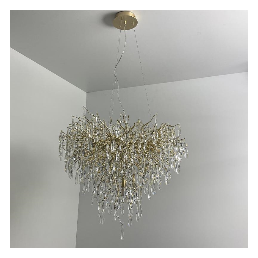 Lámpara de araña de cristal colgante 12xG9/40W/230V dorado