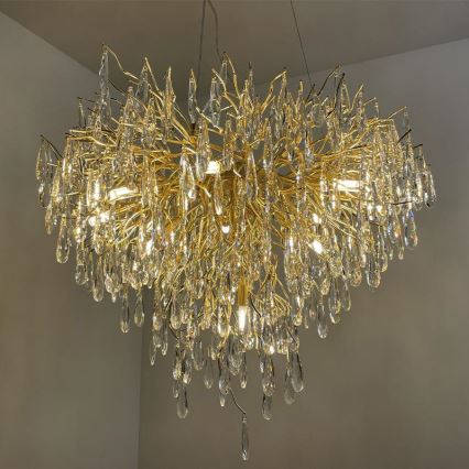 Lámpara de araña de cristal colgante 12xG9/40W/230V dorado