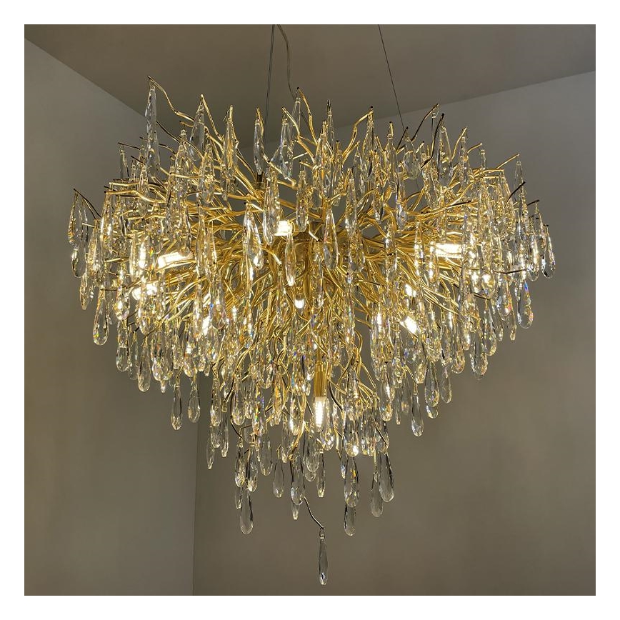 Lámpara de araña de cristal colgante 12xG9/40W/230V dorado