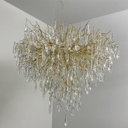 Lámpara de araña de cristal colgante 12xG9/40W/230V dorado
