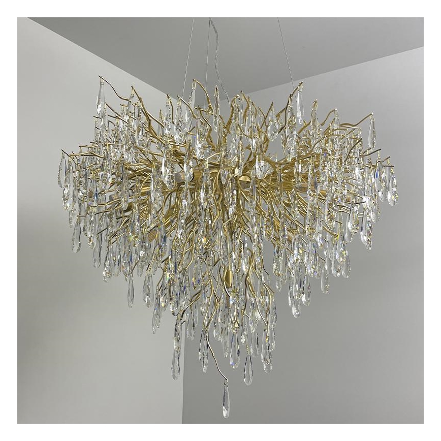Lámpara de araña de cristal colgante 12xG9/40W/230V dorado