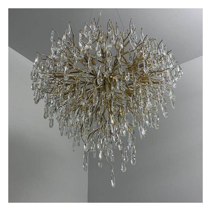 Lámpara de araña de cristal colgante 12xG9/40W/230V dorado