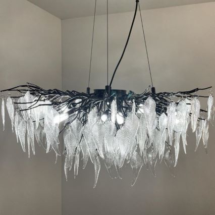 Lámpara de araña de cristal colgante 12xG9/40W/230V negro