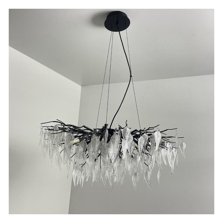 Lámpara de araña de cristal colgante 12xG9/40W/230V negro
